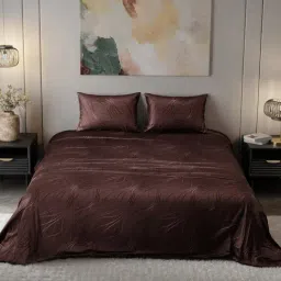 Stoa Paris Noir Collection Brown Polyester Printed 300 TC Super King Bedsheet with 4 Pillow Covers-picture-17