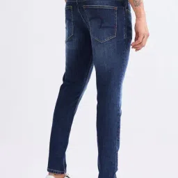 Spykar Dark Blue Cotton Slim Fit Jeans image 2