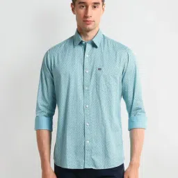 Arrow Sport Blue Cotton Slim Fit Printed Shirt-picture-17