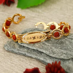 eCraftIndia Metal::Plastic Brown::Gold Rakhi with Ganesha Chowki image 2