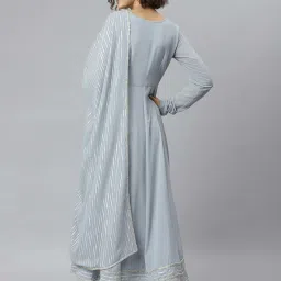 Janasya Grey Anarkali Kurta With Dupatta image 2
