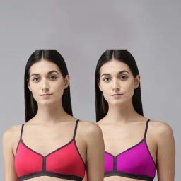 AROUSY Pink & Purple Cotton T-Shirt Bra - Pack Of 2-picture-44