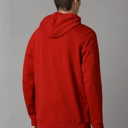 Louis Philippe Red Cotton Regular Fit Printed Hooded Sweatshirt image 2