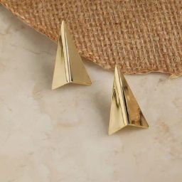 Sohi Women's Folded Triangle Stud Earrings  Gold-picture-24