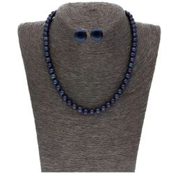 Sri Jagdamba Pearls Single Line Blue Alloy Necklace Set-picture-31