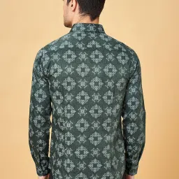 Byford By Pantaloons Dark Green Slim Fit Printed Shirt image 2