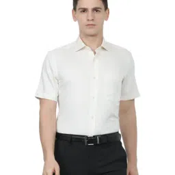 Louis Philippe Permapress Beige Cotton Regular Fit Self Pattern Shirt-picture-23