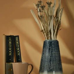 fabindia home Fabindia Adhvara Etched Basic Blue Ceramic Vase-picture-44