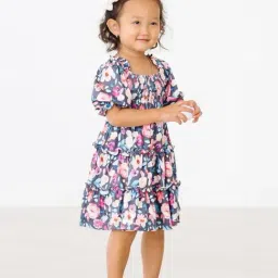 STH Girls Blue Polyester Floral Dress-image-36