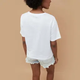 Fame Forever by Lifestyle White Cotton Printed T-Shirt image 2