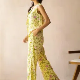 SAY Yellow Floral Printed Night Suit image 4
