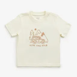 HOP Kids by Westside Beige Graphic Printed T-Shirt-image-10