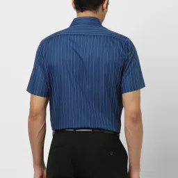 Van Heusen Blue Cotton Regular Fit Striped Shirts image 2