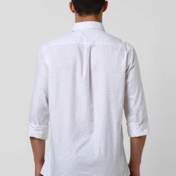 Van Heusen White Cotton Slim Fit Printed Shirt image 2