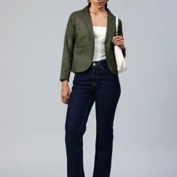 Cottinfab Olive Cotton Regular Fit Blazer image 4