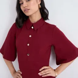 Styli Maroon Regular Fit Dress image 5
