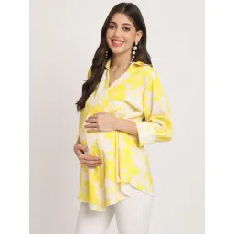 Angloindu Yellow Printed Maternity Wrap Top image 5