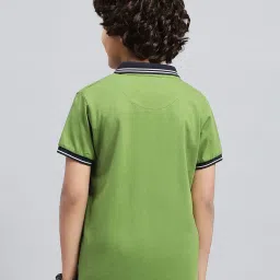 Monte Carlo Kids Green Polo Neck Half Sleeve Regular Fit T-Shirt image 2