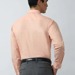 Peter England Peach Cotton Regular Fit Shirt image 2