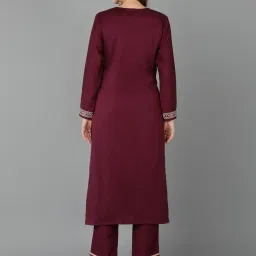 Vaamsi Maroon Embellished Straight Kurta image 2
