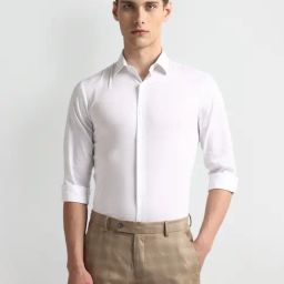 arrow new york Arrow Newyork Pure White Cotton Slim Fit Shirt-picture-14