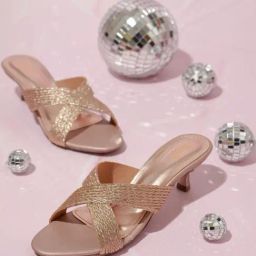 Inc.5 Women's Rose Gold Cross Strap Sandals-picture-5