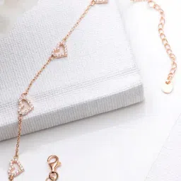 Zavya Heartfelt Radiance 925 Sterling Silver Rose Gold-Plated Bracelet-picture-22