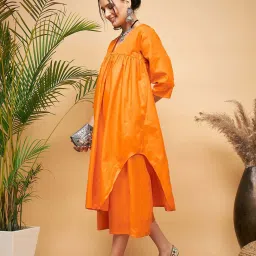 Inweave Orange A Line Kurta image 2