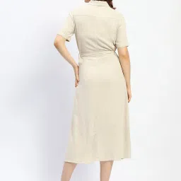 MADAME Beige Regular Fit Shirt Dress image 2