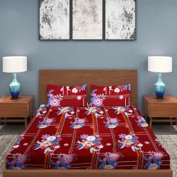 Romee Maroon Cotton Floral Bed Sheets image 2