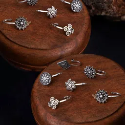 VENI Women Set Of 12 Silver-Plated Nosepins-picture-24