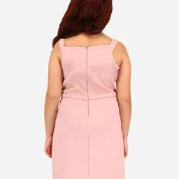 Cutecumber Girls Peach Embellished Full Sleeves Shift Dress with Shrug image 2