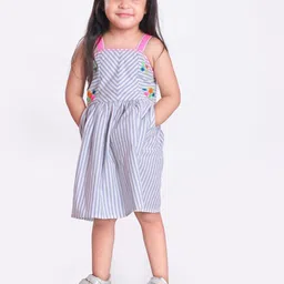Miyo Girls Striped Sleeveless Fit & Flare Cotton Dress-picture-39