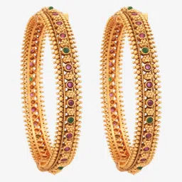 Kushal's Fashion Jewellery Ruby Green Gold Polished Antique Bangle for Women image 2