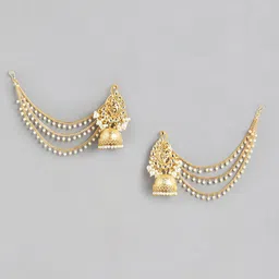 Anouk Gold-Plated Artificial Stones & Beads Contemporary Jhumkas Earrings-picture-42