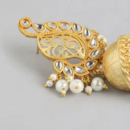 Anouk Gold-Plated Artificial Stones & Beads Contemporary Jhumkas Earrings image 5