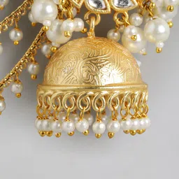 Anouk Gold-Plated Artificial Stones & Beads Contemporary Jhumkas Earrings image 4