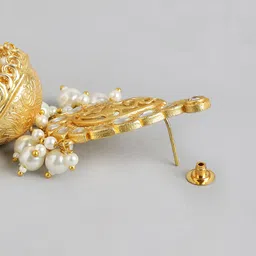 Anouk Gold-Plated Artificial Stones & Beads Contemporary Jhumkas Earrings image 2