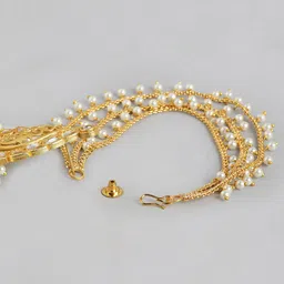 Anouk Gold-Plated Artificial Stones & Beads Contemporary Jhumkas Earrings image 3