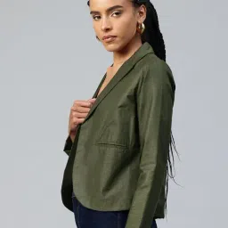 Cottinfab Olive Cotton Regular Fit Blazer image 3