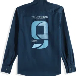 Charchit Boys Blue Cotton Printed Regular Fit Shirt image 2