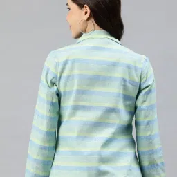 Cottinfab Blue Cotton Striped Regular Fit Blazer image 2