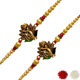 MEIRA JEWELLERY Set Of 2 Rakhi With Roli Chawal & Greetings Card-picture-21