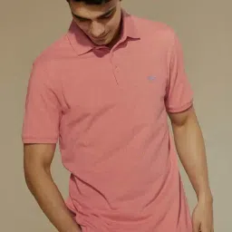 ANDAMEN Pink Melange Regular Fit Polo T-Shirt-picture-3