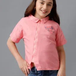 Under Fourteen Only Girls Pink Cotton Printed Top-image-52