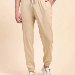 Camla Beige Cotton Relaxed Fit Trackpants-picture-6