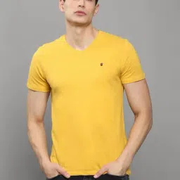 Louis Philippe Yellow Cotton Slim Fit T-Shirt-picture-15