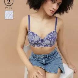 Ginger By Lifestyle Purple Floral Print Bra-picture-27