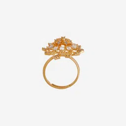 Kushal's Fashion Jewellery Gold Plated Cubic Zirconia Studded Finger Ring image 4