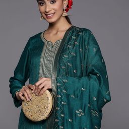 Libas Women Ethnic Motifs Embroidered Kurta With Trousers & With Dupatta-picture-10